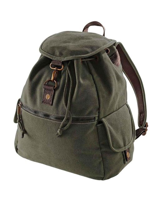 BoohooMAN Gray Quadra Vintage Canvas Backpack for men
