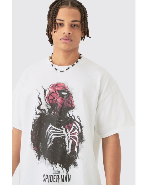 BoohooMAN White Oversized Spiderman Venom License T-shirt for men