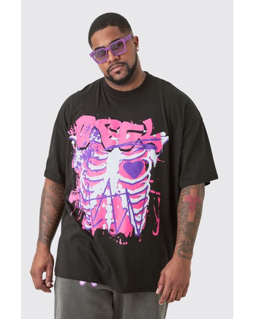 BoohooMAN Pink Plus Ofcl Skeleton Graphic T-shirt In Black for men