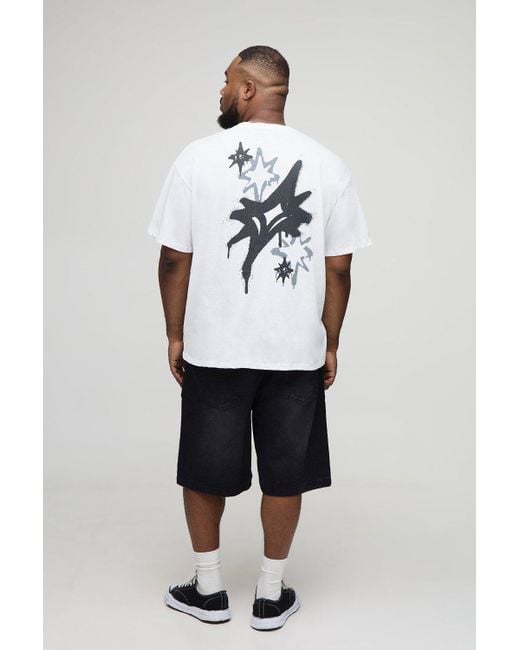 Plus Oversized Graffiti Man Print T-Shirt Boohoo de color White
