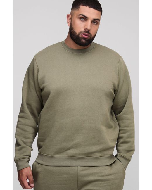 BoohooMAN Green Plus Basic Regular Fit Crew Neck Sweatshirt for men