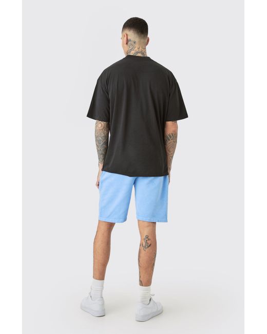 BoohooMAN Tall Oversized Hearbreakers Shorts In Blue for men