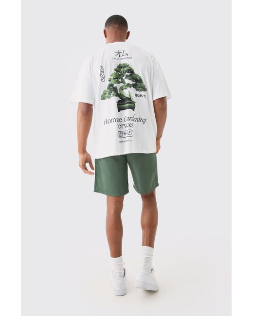 BoohooMAN Oversized Homme Gardening Print T-shirt in White für Herren