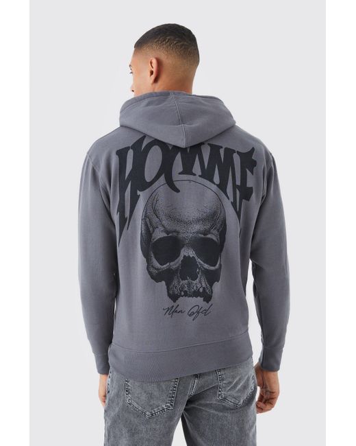 oversized bleach tie dye skull graphic hoodie