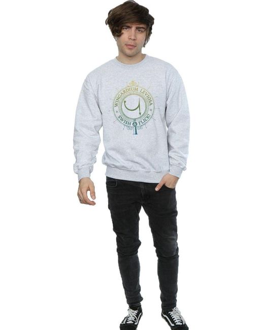 BoohooMAN Gray Harry Potter Wingardium Leviosa Charm Sweatshirt for men