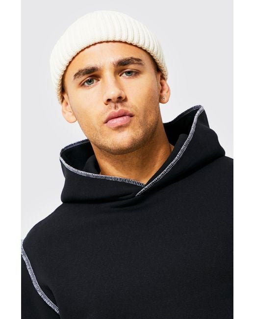 BoohooMAN Black Ribbed Micro Beanie for men