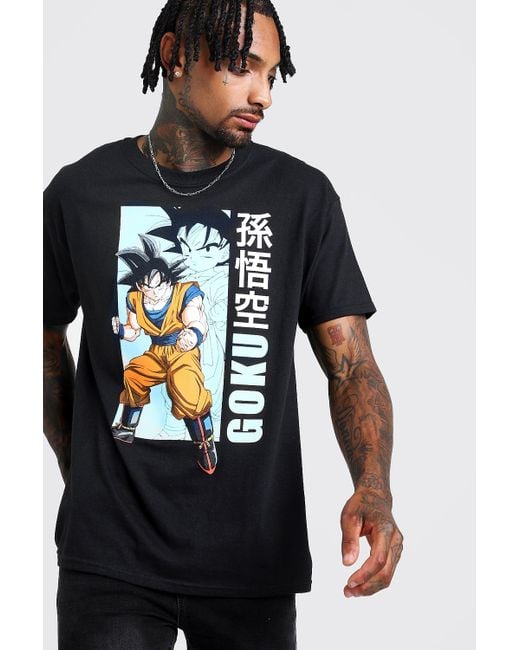 Boohooman Denim Oversized Dragon Ball Z License T Shirt In Black For Men Lyst