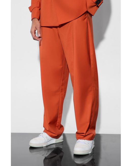 Boohoo Orange Relaxed Fit Suit Pants