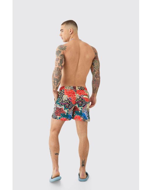 BoohooMAN Blue Mid Length Floral Trunks for men