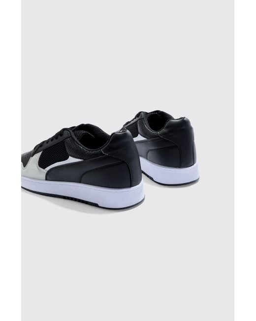 BoohooMAN Mesh Panel Chunky Sole Sneakers In Black for men