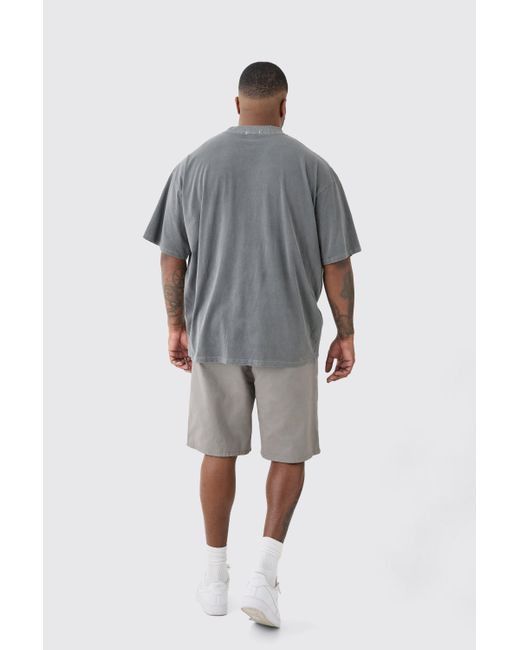 BoohooMAN Gray Plus Oversized Cross Puff Print T-shirt In Grey for men