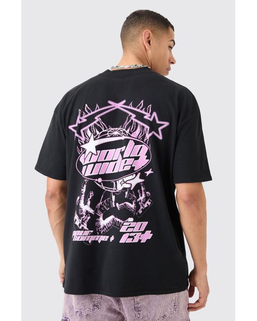 BoohooMAN Black Oversized Astronaut Graphic T-shirt for men