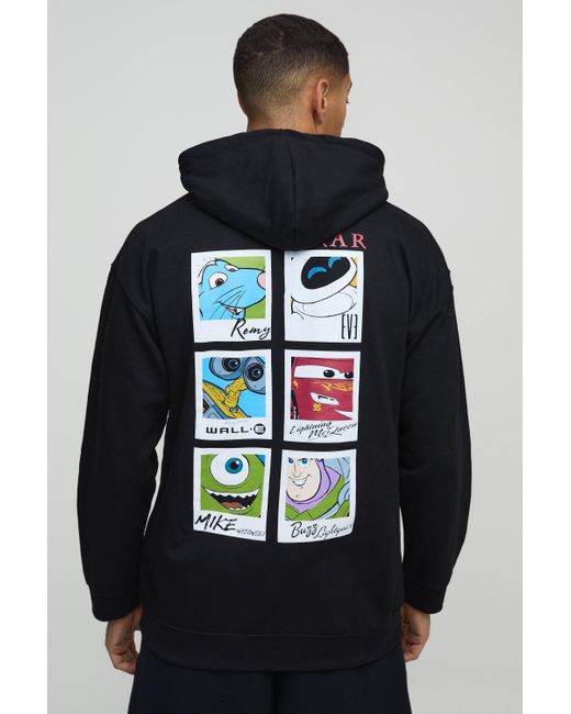 BoohooMAN Oversize Hoodie mit lizenziertem Disney Pixar Print in Black für Herren