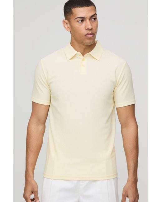 Boohoo White Slim Rib Ottoman Polo