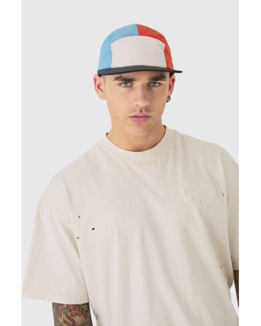 BoohooMAN Colour Block Woven Camper Hat In Multi in White für Herren