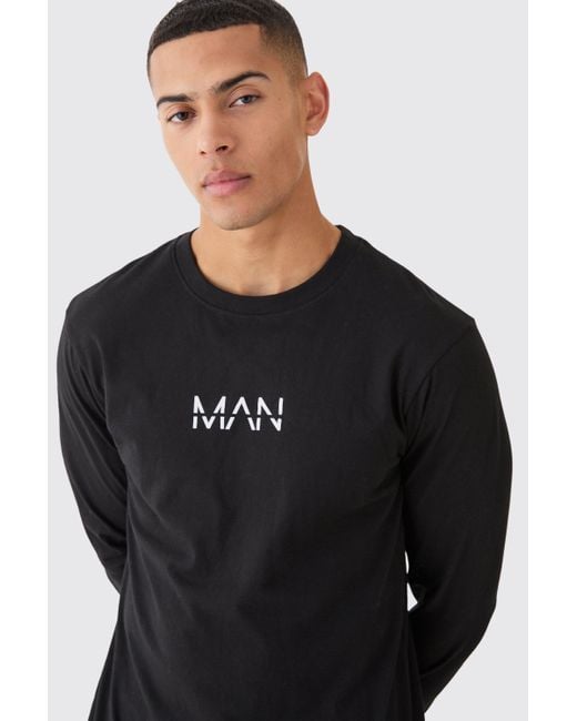 Man Dash Basic Long Sleeve T-Shirt Boohoo de color Black