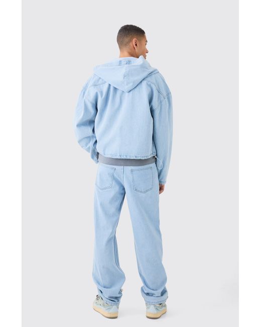 BoohooMAN Lockere Jeans mit Acid-Waschung in Blue für Herren