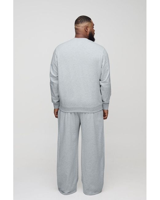 BoohooMAN White Plus 260Gsm Loopback Wide Fit Basic Sweatpants for men