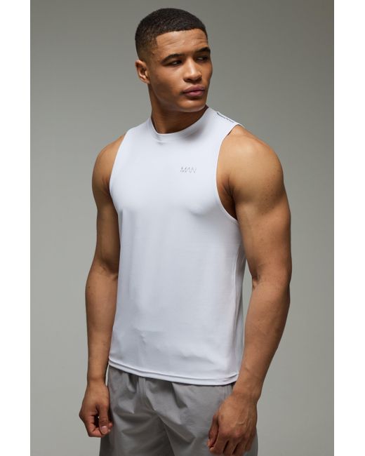 BoohooMAN Gray Active Regular Reflective Performance Tank for men