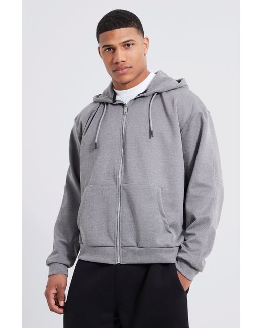 BoohooMAN Oversized Boxy Scuba Hoodie in Gray for Men Lyst