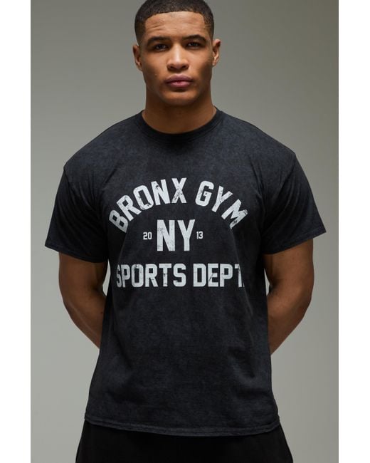 BoohooMAN Gray Man Active Bronx Gym Oversized Washed T-shirt for men