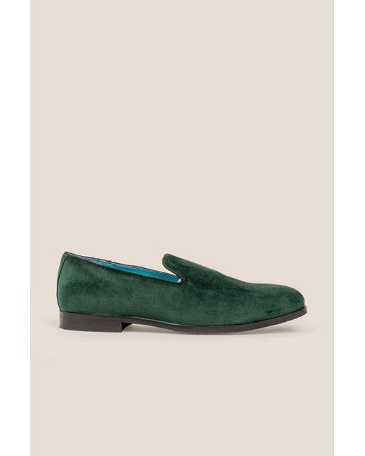 BoohooMAN Green Lennox Velvet Smoking Loafer for men