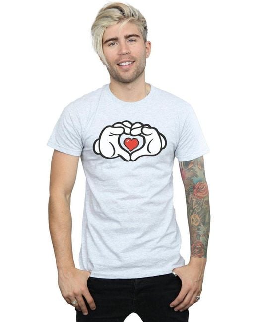 BoohooMAN White Disney Mickey Mouse Heart Hands T-shirt for men