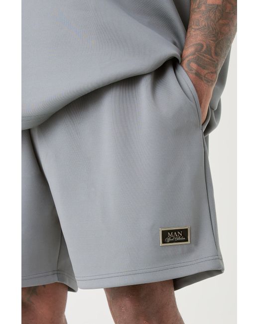 BoohooMAN Gray Plus Relaxed Fit Scuba Short for men