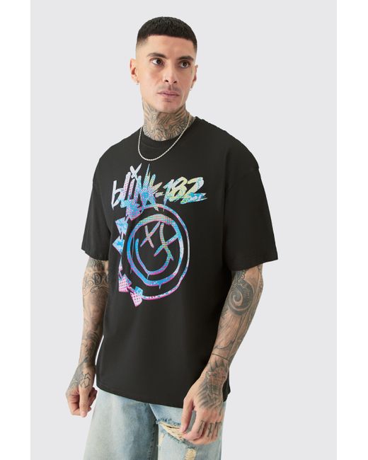 BoohooMAN Tall Oversize Blink 182 License T-shirt Black for men