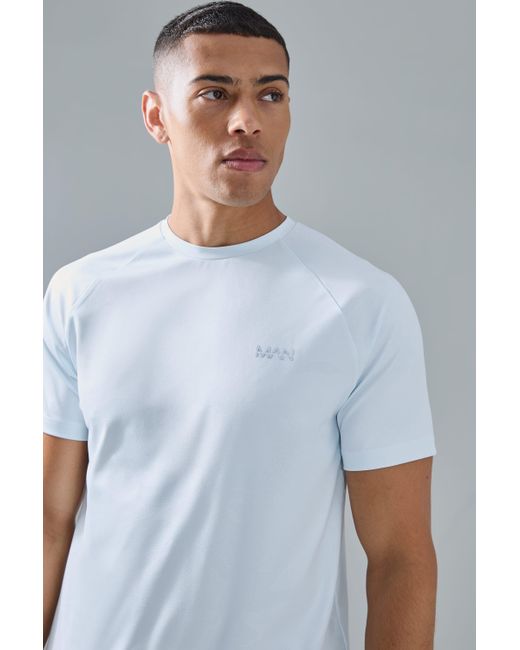 Man Active Camo Raglan Performance T-Shirt Boohoo de color White