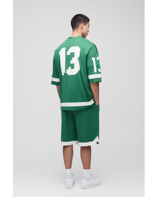 Boohoo Green Tall Varsity Mesh Basket Ball Loose Fit Shorts