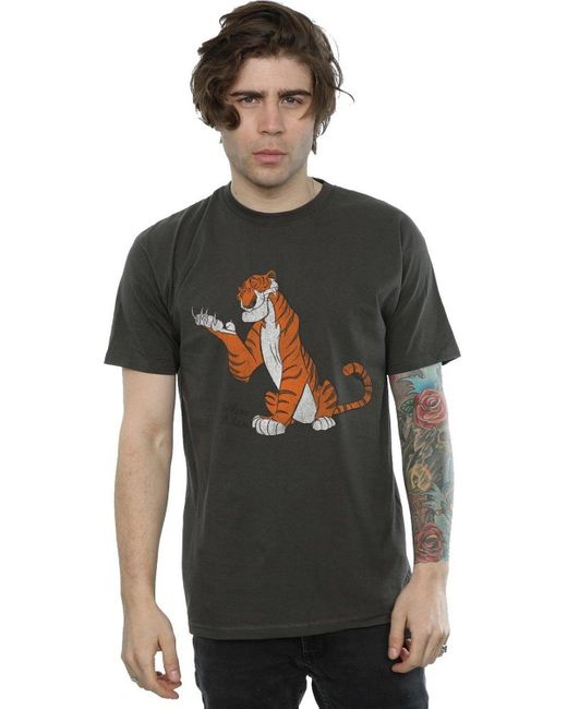 BoohooMAN Gray Disney The Jungle Book Classic Shere Khan T-shirt for men