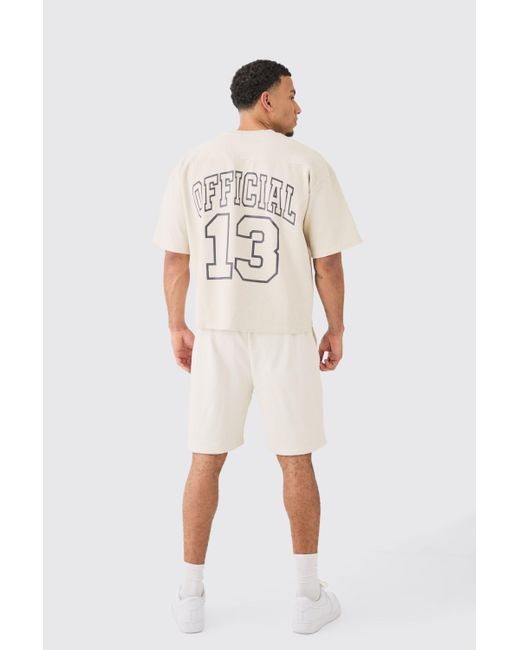 BoohooMAN White Relaxed Fit Mid Length Heavyweight Short for men