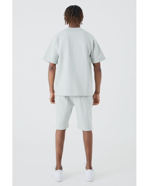 BoohooMAN Tall Core Fit Heavy Interlock T-shirt in White für Herren
