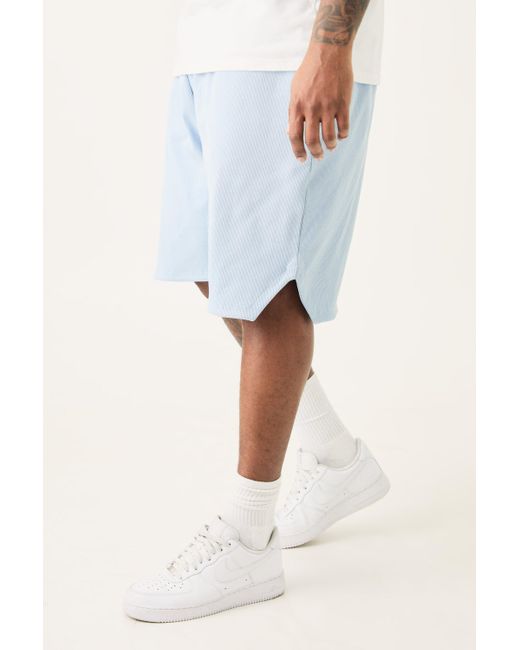 BoohooMAN White Plus Volly Short Length Heavy Weight Ribbed Short for men