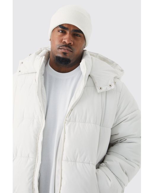 BoohooMAN White Plus Panelled Matte Puffer Jacket for men