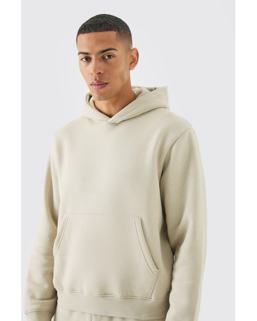 BoohooMAN Boxy Hooded Tracksuit in Natural für Herren