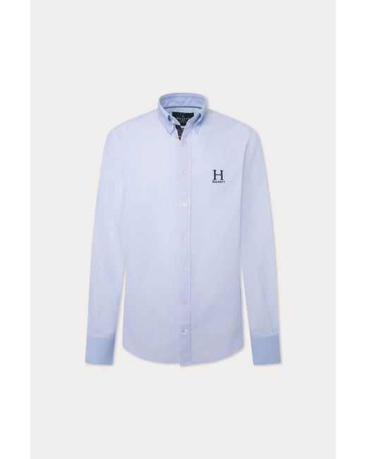 BoohooMAN Heritage Striped Oxford Shirt Long Sleeve Light Blue for men