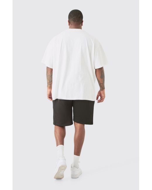 BoohooMAN Black Plus Oversized Fit Blur Print Jersey Shorts for men
