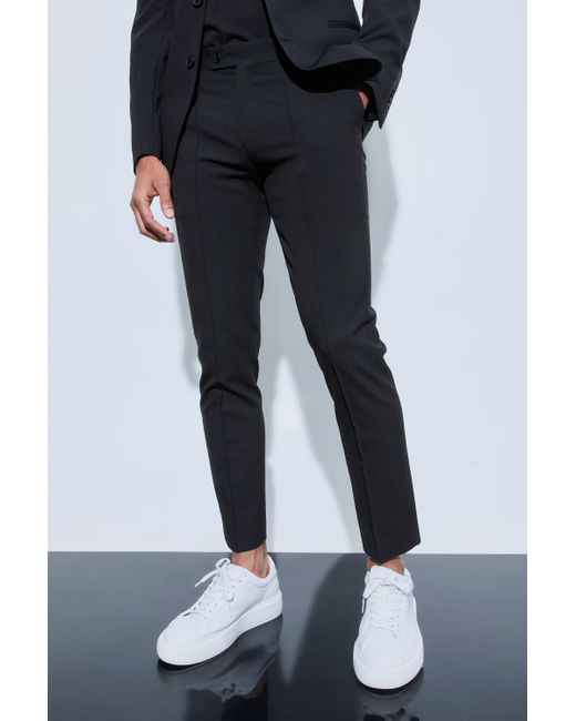 Slim Crop Pintuck Smart Jogger Trouser Boohoo de color Black