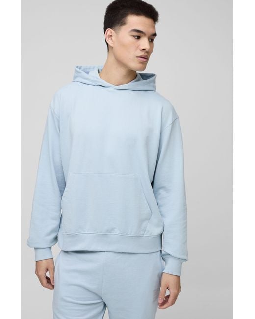 BoohooMAN Blue Lightweight Basic Oversized Boxy Hoodie for men
