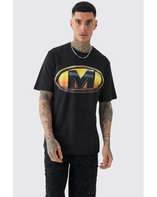 BoohooMAN Tall Core Fit M Logo Print T-shirt in Black für Herren