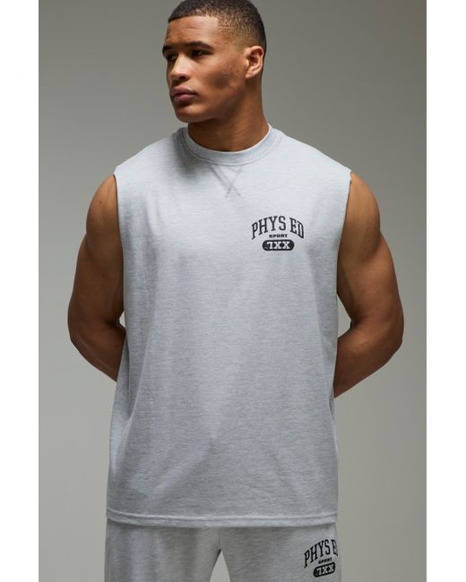 Boohoo Gray Active Phys Ed Oversized Tank