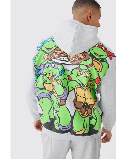 BoohooMAN Green Oversized Large Scale Tmnt License Hoodie for men