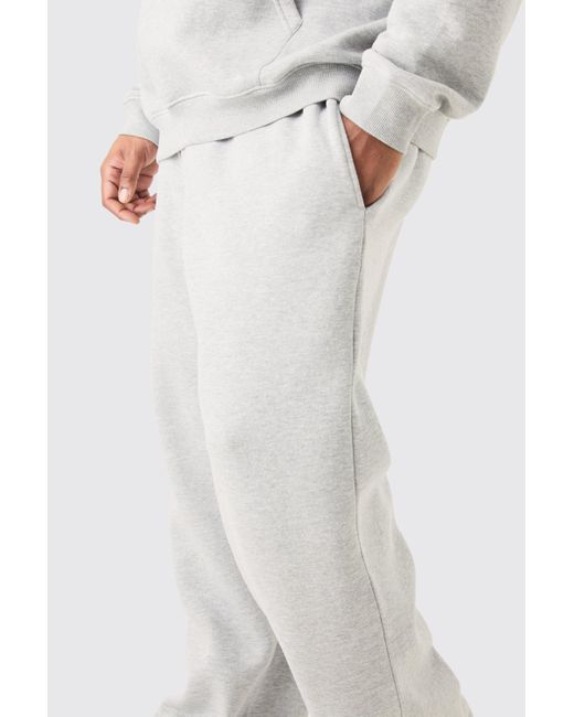 Plus Basic Relaxed Fit Jogger In Grey Marl Boohoo de color White