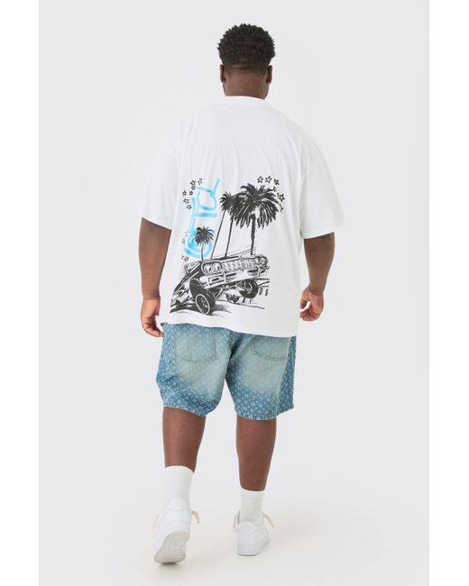BoohooMAN Plus Oversized Ofcl Car T-shirt In White for men