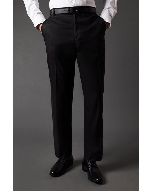 BoohooMAN Black Twill Stretch Tailored Fit Smart Trousers for men