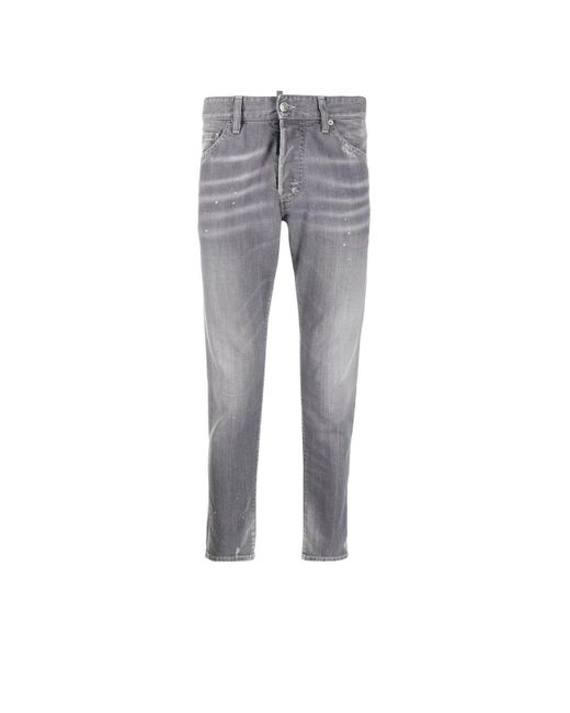 BoohooMAN Gray Dsquared2 Skinny Dan Faded Grey Paint Splatter Effect Jeans for men
