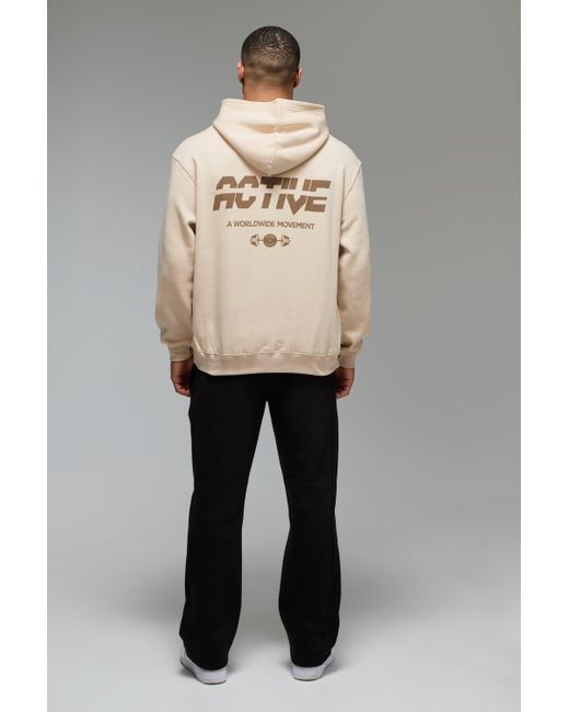 BoohooMAN Man Active Oversize Hoodie in Natural für Herren