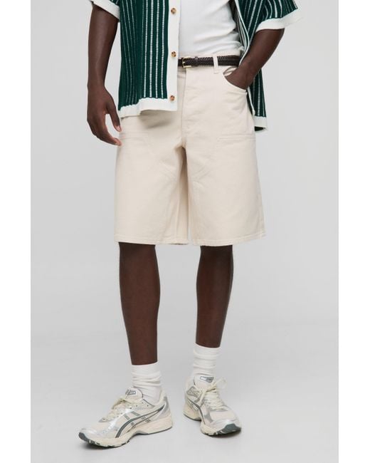Pantalón Deportivo Regular Estilo Carpintero En Color Crudo Boohoo de color Natural